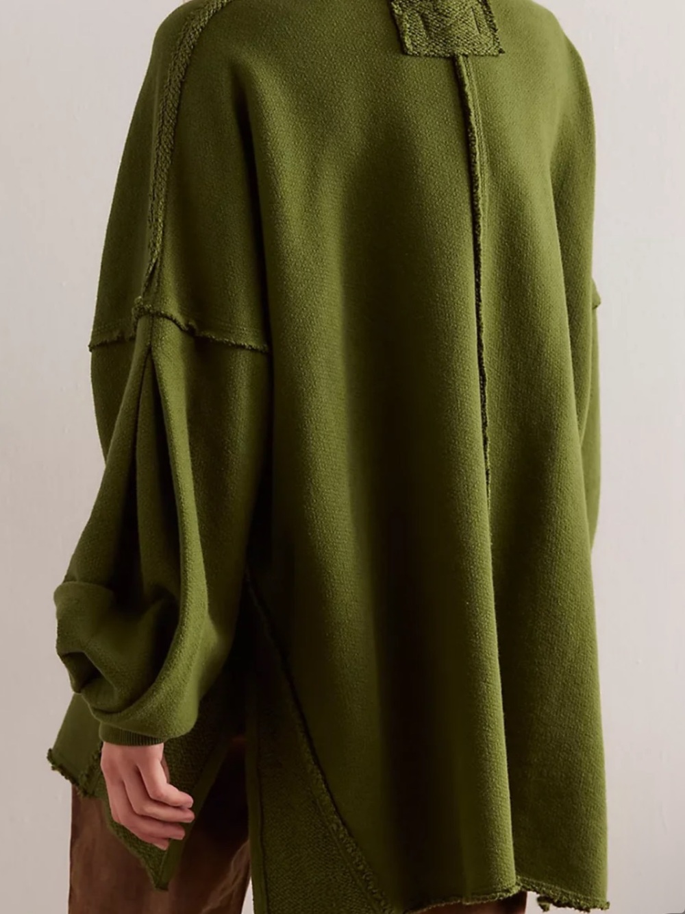 Free People Olive Green Oversized Knit Sweater